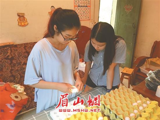 王静巧（左一）在发货前检查鸽子蛋有无质量问题。.jpg