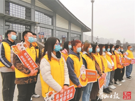 返乡大学生参加志愿活动。（共青团彭山区委供图）
