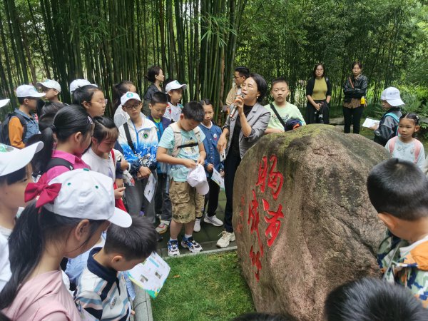 老师向学生们讲解“胸有成竹”的由来。